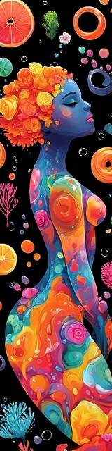 Free mermaid bookmark with a colorful mermaid on a black background